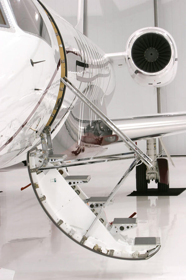 Private jet airstair and engine